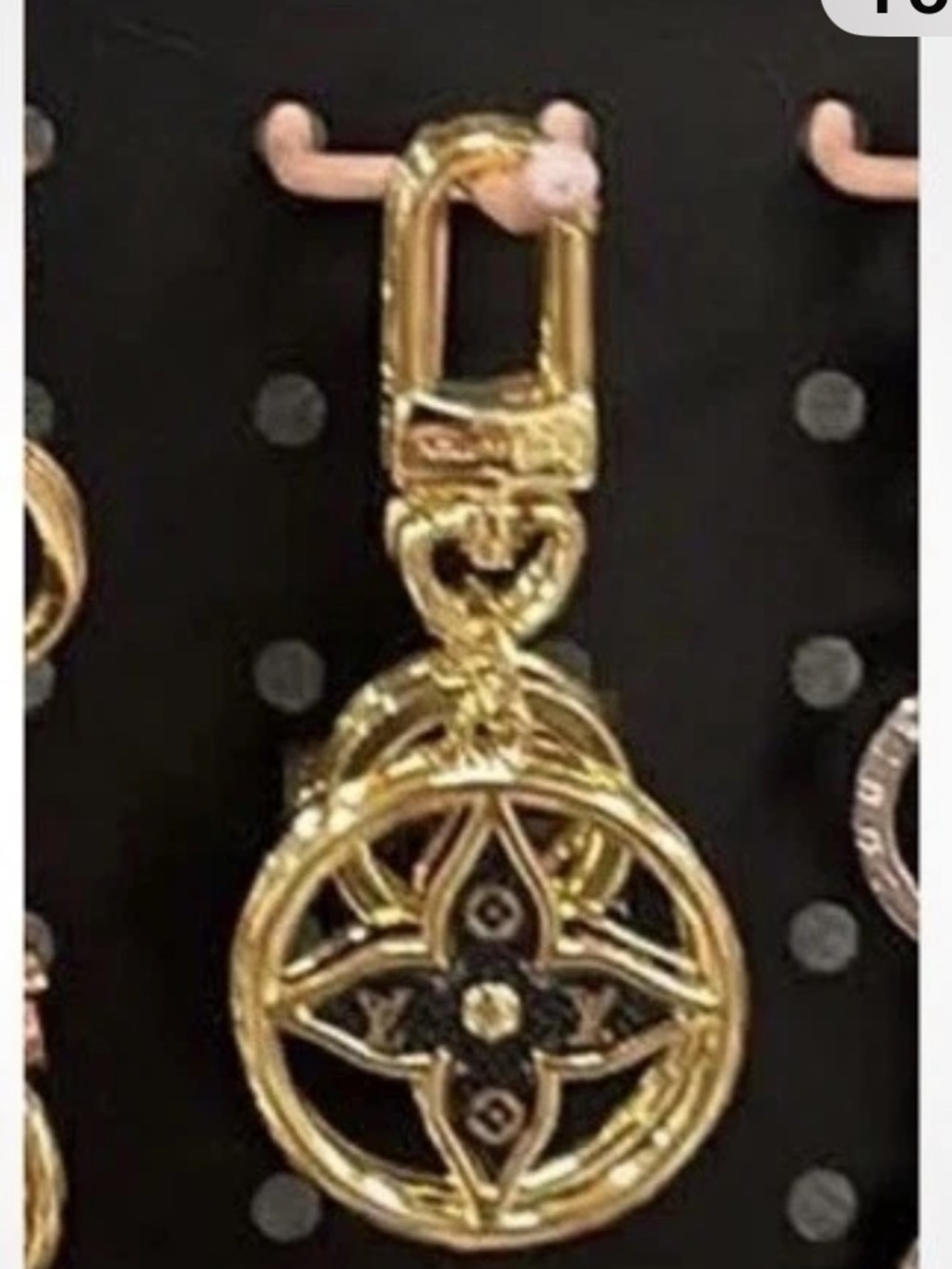 Gold-tone Circular Medallion Keychain Charm